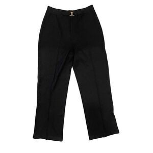St. John Santana Knit Pant Size 8 Gold Buckle Pull On Black